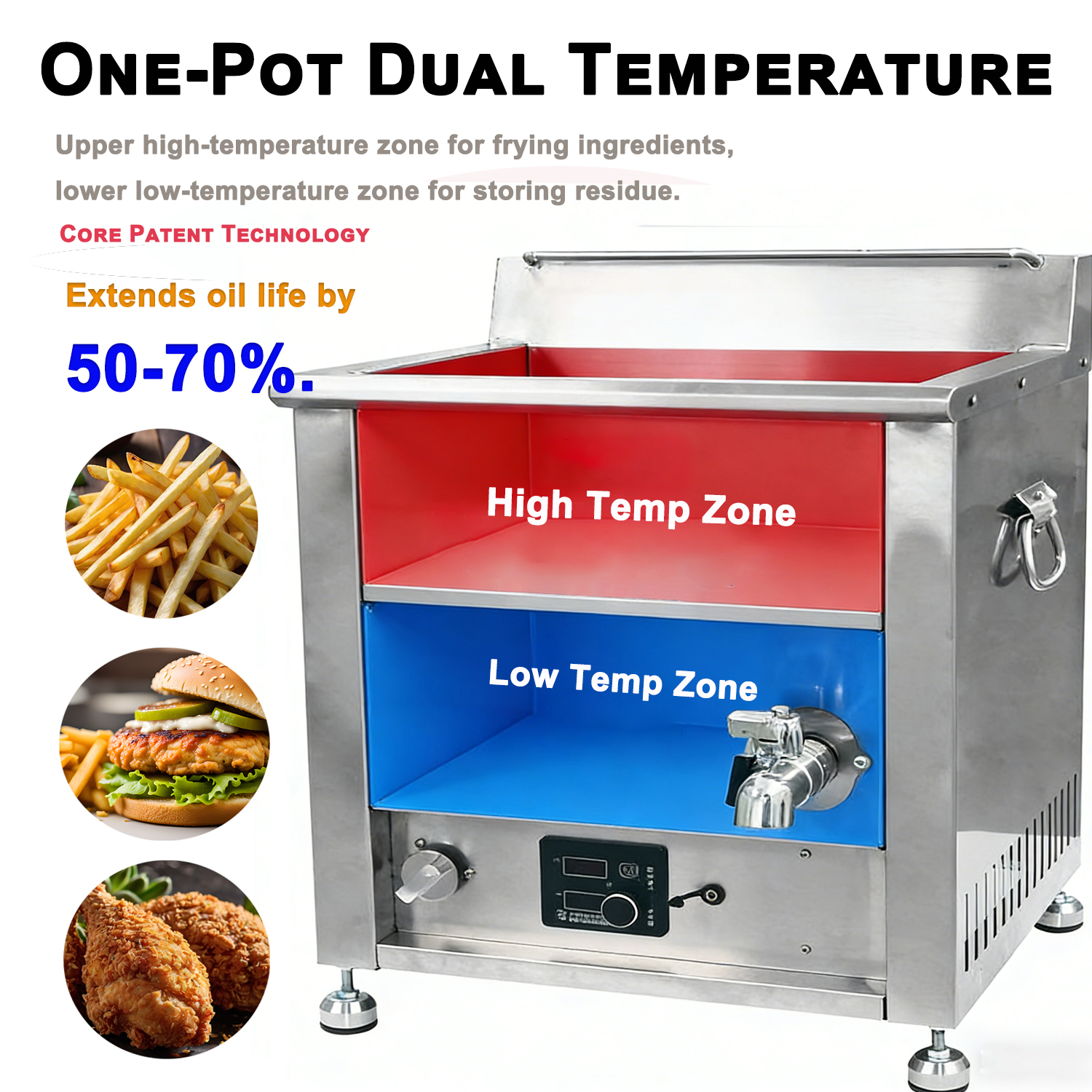 Hansu 30L Double Tank LPG Gas Deep Fryer Tabletop Frying Station with High Efficiency Burner and SUS201 Tank for Fish &amp;amp; Chips