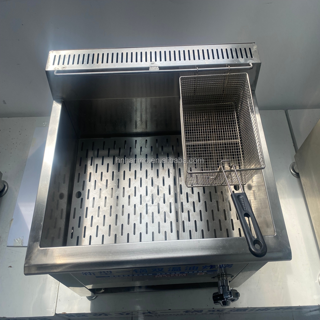 Hansu 25L Commercial Deep Fryer LPG Deep Cheese Hot Fryer Dogs Waffle Sticks Maker Frying Machine Adjustable Temperature for Snack