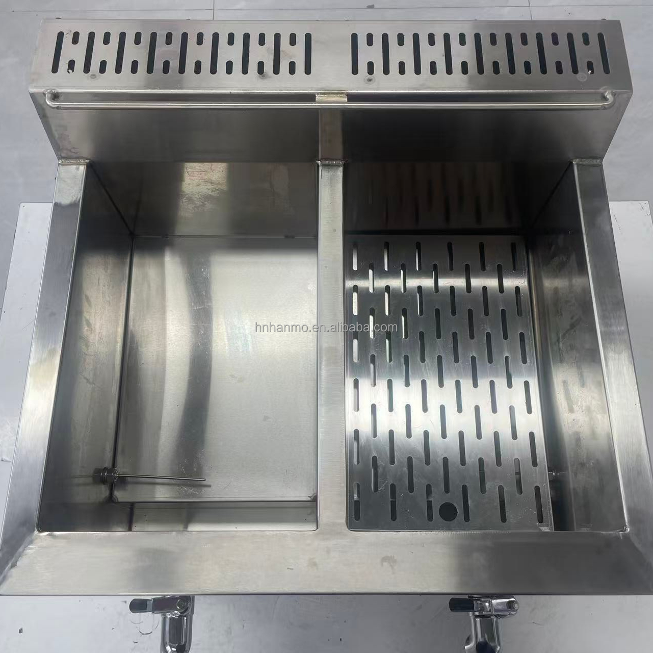 Hansu 30L Double Tank LPG Gas Deep Fryer Tabletop Frying Station with High Efficiency Burner and SUS201 Tank for Fish &amp;amp; Chips